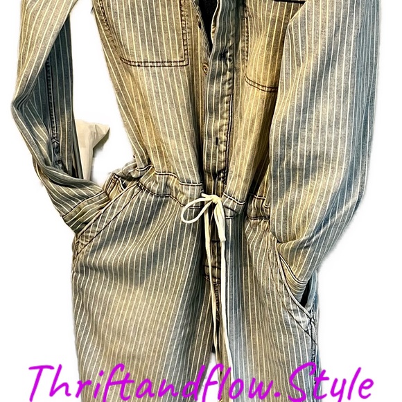 FREE PEOPLE DENIM STRIPE JUMPSUIT - Picture 2 of 7